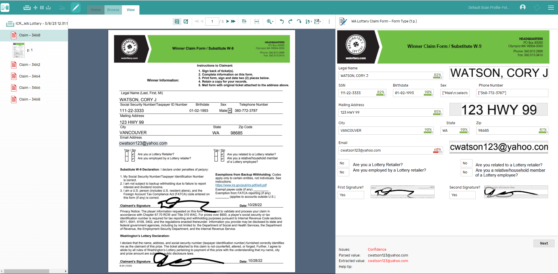 screenshot of Kodak Info Input Solution